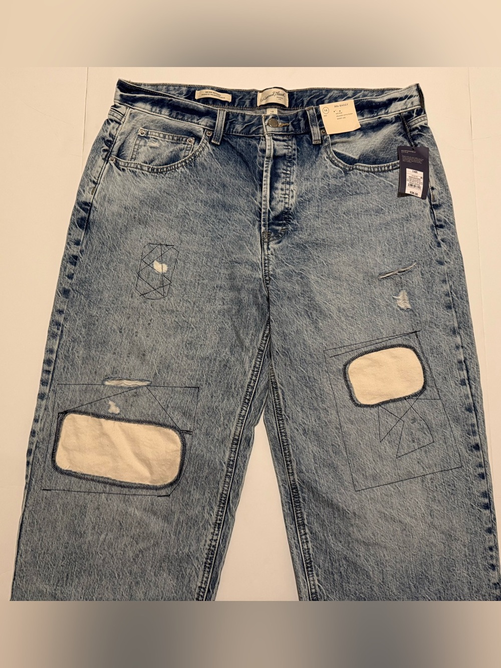 Universal Thread Mid rise Baggy ‘90s Light Blue Straight Patchwork Jeans